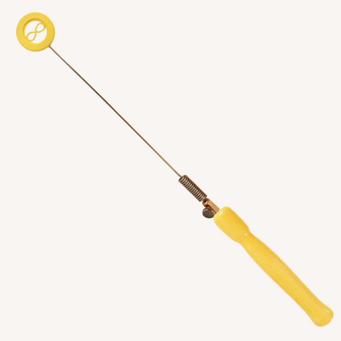 Yellow Infinity Ring, Spring Rod, Wooden Handle Biotensor