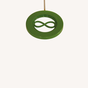 Dark Green Infinity Ring, Spring Rod, Wooden Handle Biotensor