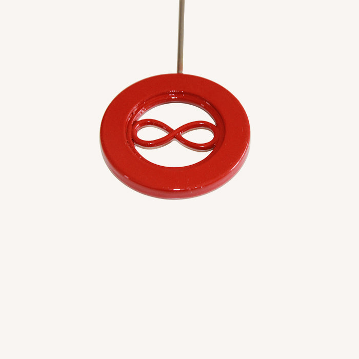 Red Infinity Ring, Spring Rod, Wooden Handle Biotensor
